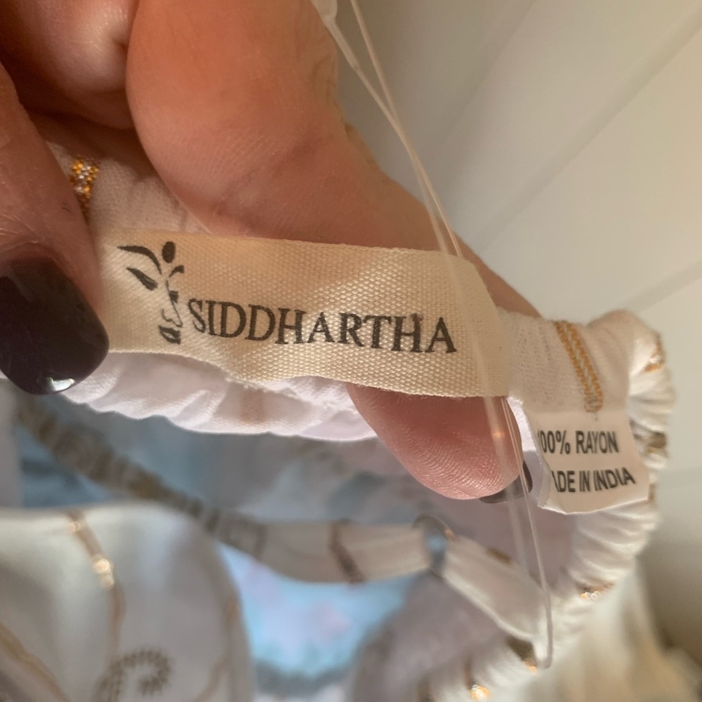 Siddhartha Bohemian Maxi Dress in white and turquoise - Picture 7 of 8